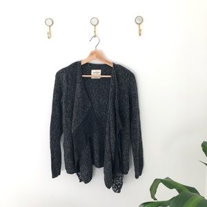 ABERCROMBIE grey lace ruffle cardigan sweater